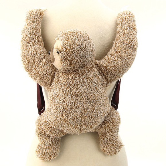 NEW Sloth Cosplay Plush FairyTale 3-Toe Ombre Brown Backpack Bag - Picture 8 of 8